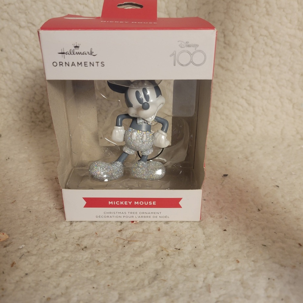 Hallmark Mickey Mouse Ornament Disney 100 Silver Glitter NEW Anniversary Xmas